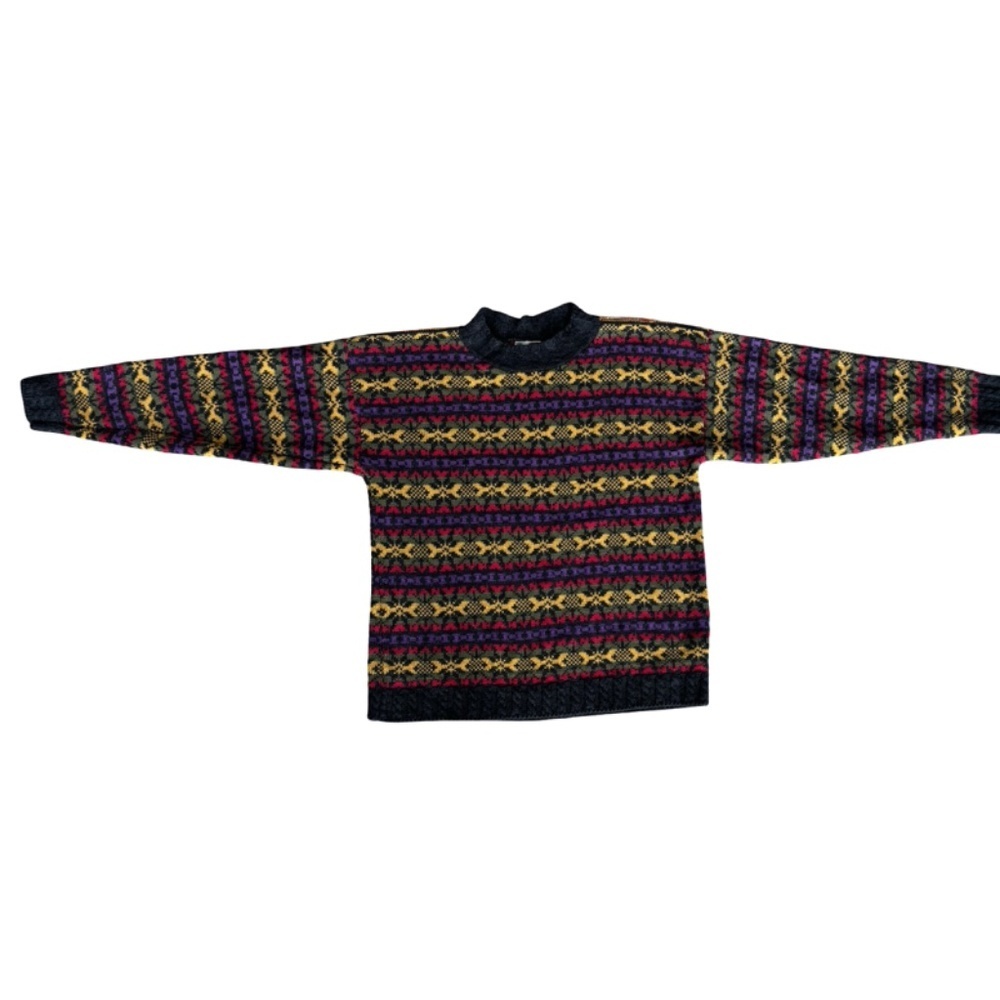 Vintage Knit Sweater - Multicolor Fair Isle - M - Picture 6 of 7